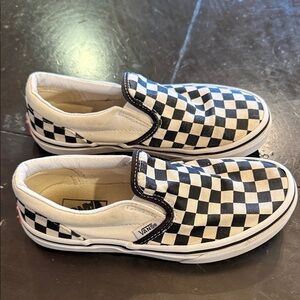 Vans Kids Black and White Checkered Slip-On Sneakers